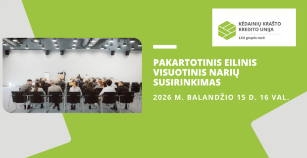 Šaukiamas pakartotinis eilinis visuotinis narių susirinkimas